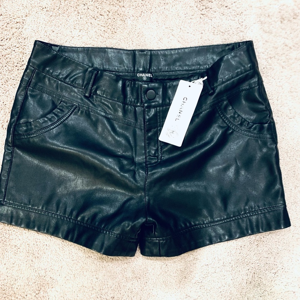 Vintage Chanel Leather or Faux Leather Short Pants